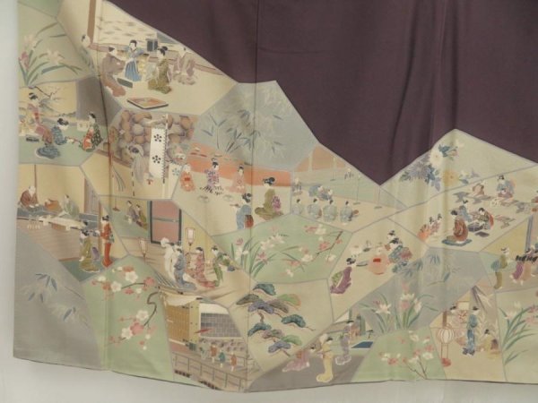 Photo7: 5329T10z1060  Japanese Kimono Silk Artist work TSUKESAGE Edo era (7)