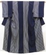 Photo1: 5329T11z930 Vintage Japanese Kimono Silk OMESHI  Dark navy (1)