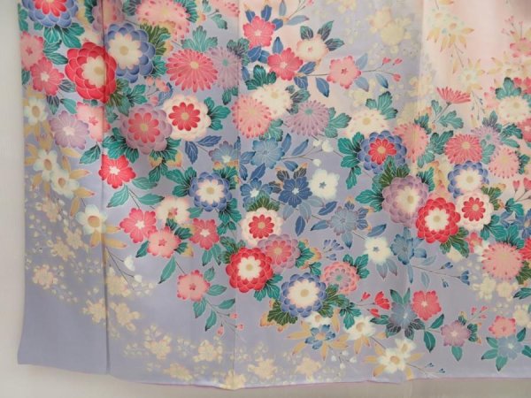 Photo6: 5329T14z1140  Japanese Kimono Silk FURISODE Flowers Pink (6)