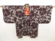 Photo6: 5330T01z380 Antique Japanese Kimono Silk MEISEN HAORI Nadeshiko Dark pink (6)
