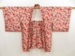 Photo6: 5330T03z380 Vintage Japanese Kimono Silk MEISEN HAORI Flower Pink (6)