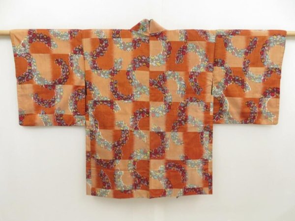 Photo1: 5330T04z290 Vintage Japanese Kimono Silk MEISEN HAORI Wisteria Brown (1)