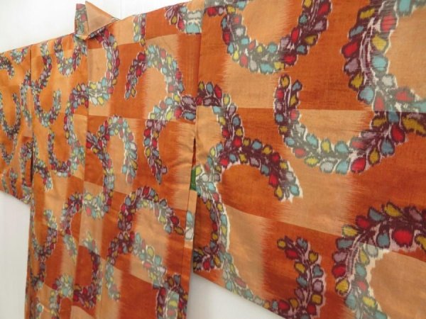 Photo2: 5330T04z290 Vintage Japanese Kimono Silk MEISEN HAORI Wisteria Brown (2)