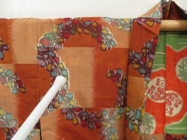 Photo6: 5330T04z290 Vintage Japanese Kimono Silk MEISEN HAORI Wisteria Brown (6)