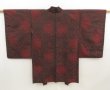 Photo1: 5330T05z390 Antique Japanese Kimono Silk OSHIMA HAORI Chrysanthemum Black (1)