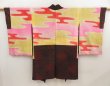 Photo6: 5330T05z390 Antique Japanese Kimono Silk OSHIMA HAORI Chrysanthemum Black (6)