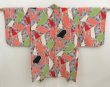 Photo1: 5330T06z610 Vintage Japanese Kimono Silk MEISEN HAORI  Coral pink (1)