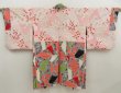 Photo6: 5330T06z610 Vintage Japanese Kimono Silk MEISEN HAORI  Coral pink (6)