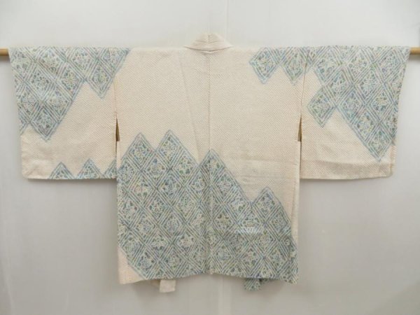 Photo1: 5330T08z530  Japanese Kimono Silk SHIBORI HAORI  Off-white (1)
