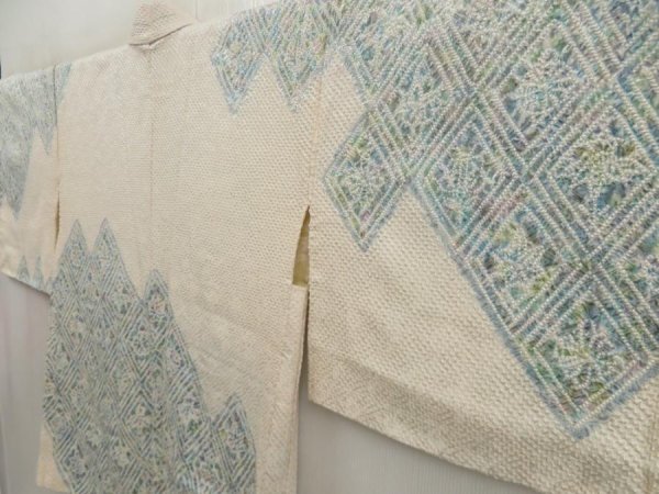 Photo2: 5330T08z530  Japanese Kimono Silk SHIBORI HAORI  Off-white (2)