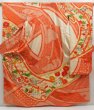 Photo1: 5330T11z1270 Vintage Japanese Kimono Silk FURISODE Flowers Dark orange (1)