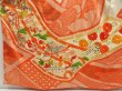 Photo5: 5330T11z1270 Vintage Japanese Kimono Silk FURISODE Flowers Dark orange (5)