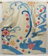 Photo1: 5330T14z880 Vintage Japanese Kimono Silk FURISODE Flowers Smoky white (1)