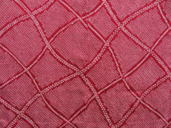 Photo3: 5403T02z560 Vintage Japanese Kimono Silk SHIBORI HAORI  Wine red (3)