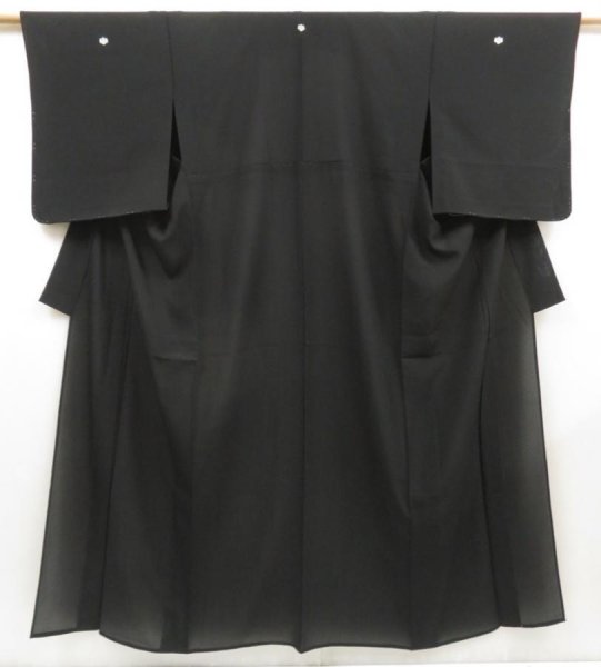 Photo1: 5403T03z600  Unused Japanese Kimono Silk RO KUROMONTSUKI Black (1)