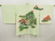 Photo1: 5403T06z610 Vintage Japanese Kimono Silk HAORI Garden Light green (1)
