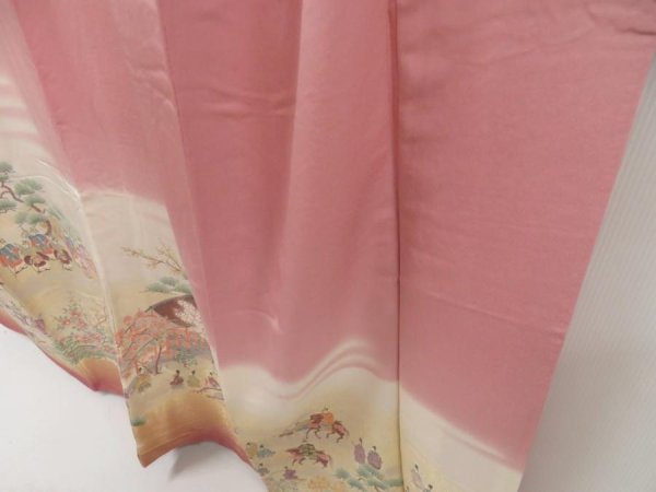 Photo4: 5403T10z1140  Japanese Kimono Silk IROTOMESODE JUKO-ORI Dull pink (4)
