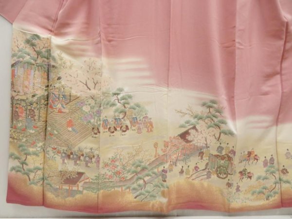 Photo5: 5403T10z1140  Japanese Kimono Silk IROTOMESODE JUKO-ORI Dull pink (5)