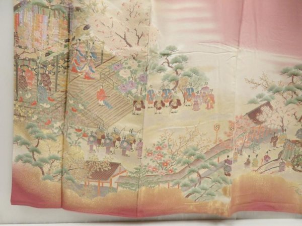 Photo6: 5403T10z1140  Japanese Kimono Silk IROTOMESODE JUKO-ORI Dull pink (6)