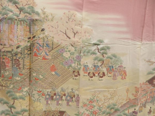 Photo8: 5403T10z1140  Japanese Kimono Silk IROTOMESODE JUKO-ORI Dull pink (8)