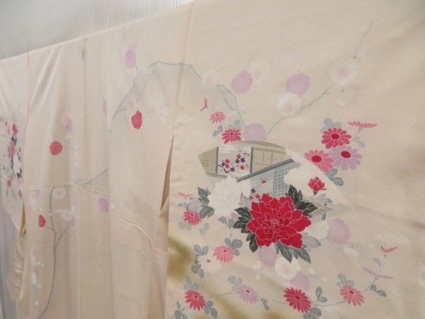 Photo2: 5403T11z1090  Japanese Kimono Silk TSUKESAGE Princess Light peach (2)