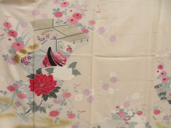 Photo8: 5403T11z1090  Japanese Kimono Silk TSUKESAGE Princess Light peach (8)