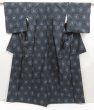 Photo1: 5403T12z730 Vintage Japanese Kimono Silk OSHIMA TSUMUGI Flower Black (1)