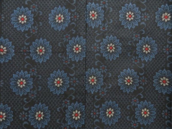 Photo5: 5403T12z730 Vintage Japanese Kimono Silk OSHIMA TSUMUGI Flower Black (5)