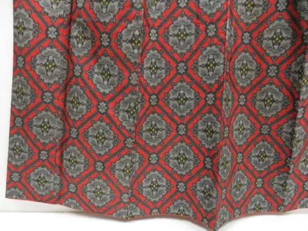 Photo4: 5403T14z690 Vintage Japanese Kimono Silk OSHIMA TSUMUGI Camellia Red (4)
