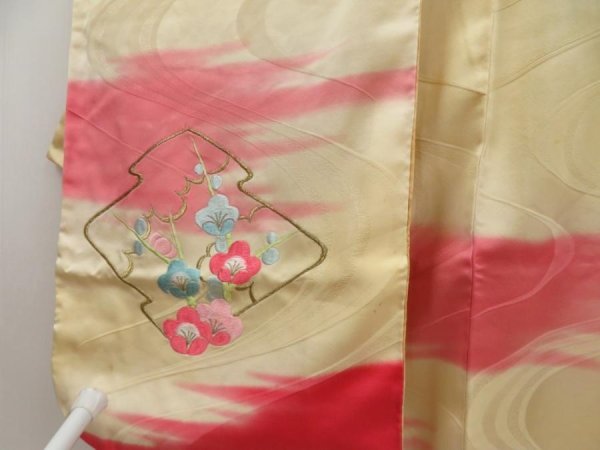 Photo8: 5404T12z1050 Vintage Japanese Kimono Silk FURISODE Phoenix Light cream (8)