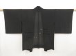 Photo1: 5404T03z290 Vintage Japanese Kimono Silk See through HAORI  Black (1)