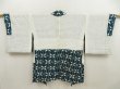 Photo6: 5404T04z500 Vintage Japanese Kimono Silk SHIBORI HAORI  Dark cyan (6)