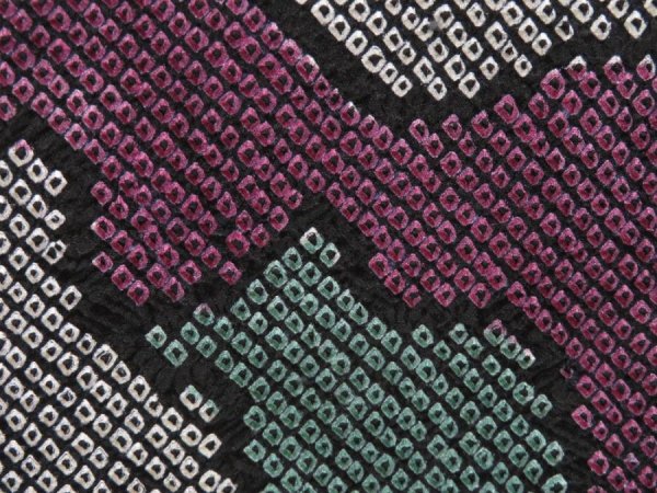 Photo4: 5404T06z490 Vintage Japanese Kimono Silk SHIBORI HAORI  Black (4)