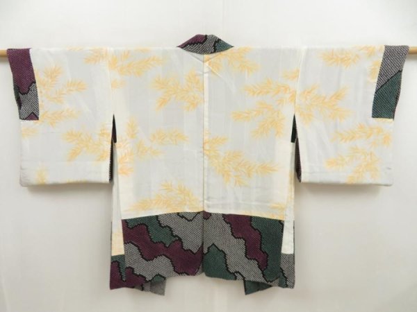 Photo6: 5404T06z490 Vintage Japanese Kimono Silk SHIBORI HAORI  Black (6)