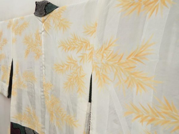 Photo7: 5404T06z490 Vintage Japanese Kimono Silk SHIBORI HAORI  Black (7)