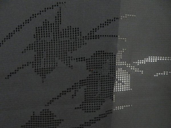 Photo4: 5404T09z300 Vintage Japanese Kimono Silk See through HAORI Flower Black (4)