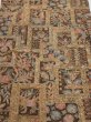 Photo1: 2B01z60  Japanese Kimono Silk  FABRIC Bird Dark brown 39.8x14.6 (1)