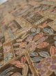 Photo4: 2B01z60  Japanese Kimono Silk  FABRIC Bird Dark brown 39.8x14.6 (4)