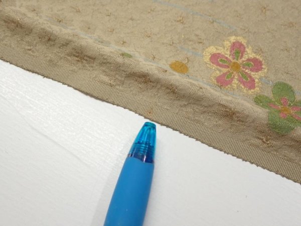 Photo6: 2B06z90  Japanese Kimono Silk  FABRIC Plum blossom Soft olive 66.9x15.0 (6)