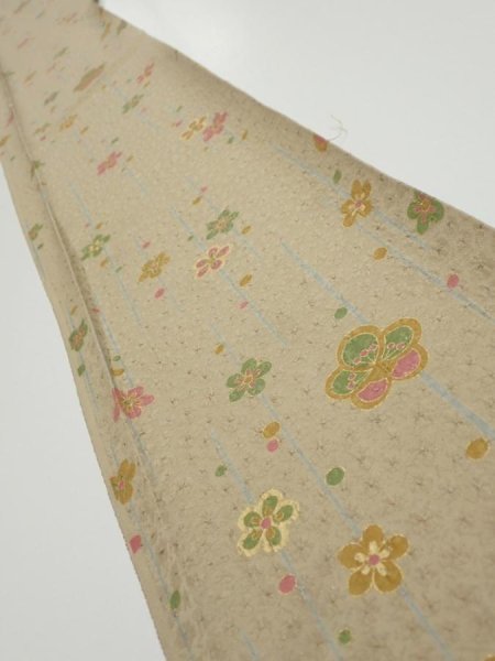 Photo1: 2B08z40  Japanese Kimono Silk  FABRIC Plum blossom Soft olive 61.0x7.3 (1)