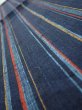 Photo4: 2A01z60  Japanese Kimono Silk TSUMUGI FABRIC Stripe Dark navy 41.7x14.4 (4)
