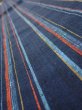 Photo4: 2A05z90  Japanese Kimono Silk TSUMUGI FABRIC Stripe Dark navy 65.4x14.4 (4)