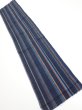 Photo1: 2A10z30  Japanese Kimono Silk TSUMUGI FABRIC Stripe Dark navy 36.6x7.1 (1)