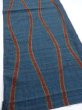 Photo2: 2A01z60  Japanese Kimono Silk TSUMUGI FABRIC Tatewaku Dark cyan 41.7x15.0 (2)