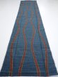 Photo5: 2A03z80  Japanese Kimono Silk TSUMUGI FABRIC Tatewaku Dark cyan 62.2x14.8 (5)