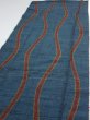 Photo3: 2A06z80  Japanese Kimono Silk TSUMUGI FABRIC Tatewaku Dark cyan 61.8x14.8 (3)