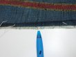 Photo7: 2A06z80  Japanese Kimono Silk TSUMUGI FABRIC Tatewaku Dark cyan 61.8x14.8 (7)