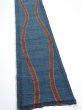 Photo2: 2A07z40  Japanese Kimono Silk TSUMUGI FABRIC Tatewaku Dark cyan 54.3x7.5 (2)