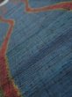 Photo4: 2A07z40  Japanese Kimono Silk TSUMUGI FABRIC Tatewaku Dark cyan 54.3x7.5 (4)