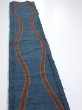 Photo3: 2A08z40  Japanese Kimono Silk TSUMUGI FABRIC Tatewaku Dark cyan 54.7x7.5 (3)
